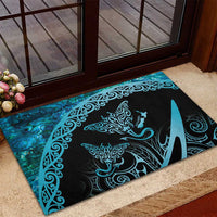 New Zealand Stingray Rubber Doormat Aotearoa Whai With Maori Paua Shell LT14 - Polynesian Pride