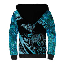 New Zealand Stingray Sherpa Hoodie Aotearoa Whai With Maori Paua Shell LT14 - Polynesian Pride