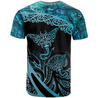 New Zealand Stingray T Shirt Aotearoa Whai With Maori Paua Shell LT14 - Polynesian Pride
