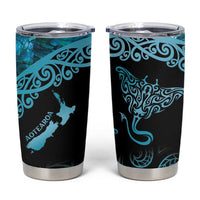 New Zealand Stingray Tumbler Cup Aotearoa Whai With Maori Paua Shell LT14 Turquoise - Polynesian Pride