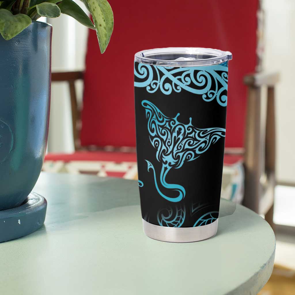 New Zealand Stingray Tumbler Cup Aotearoa Whai With Maori Paua Shell LT14 - Polynesian Pride