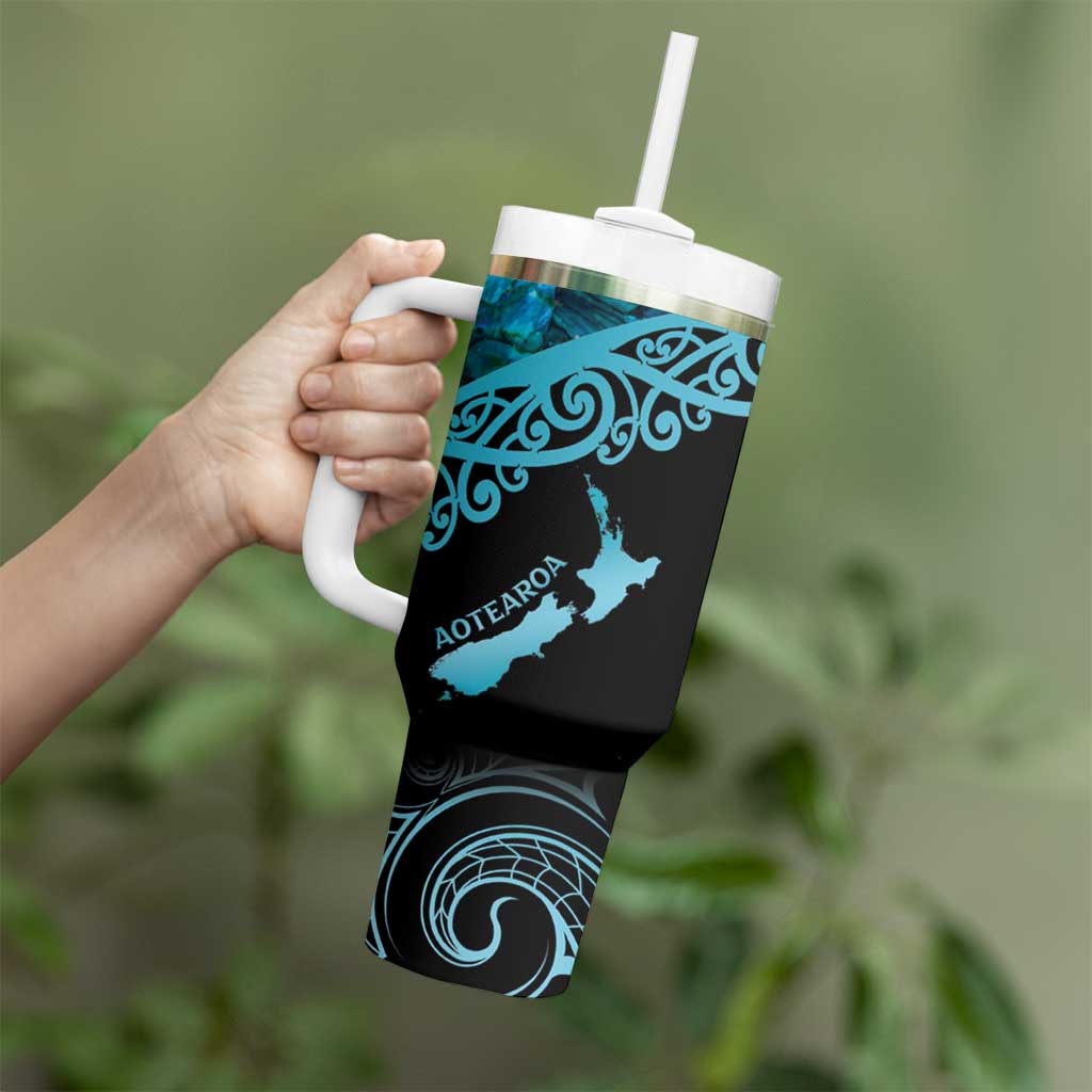 New Zealand Stingray Tumbler With Handle Aotearoa Whai With Maori Paua Shell LT14 - Polynesian Pride