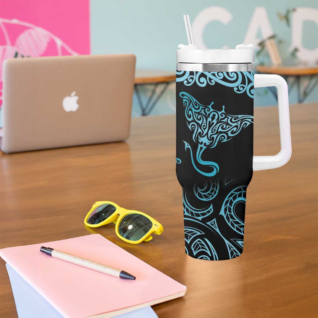 New Zealand Stingray Tumbler With Handle Aotearoa Whai With Maori Paua Shell LT14 - Polynesian Pride