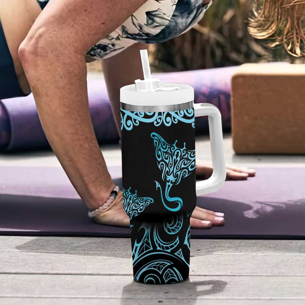 New Zealand Stingray Tumbler With Handle Aotearoa Whai With Maori Paua Shell LT14 - Polynesian Pride