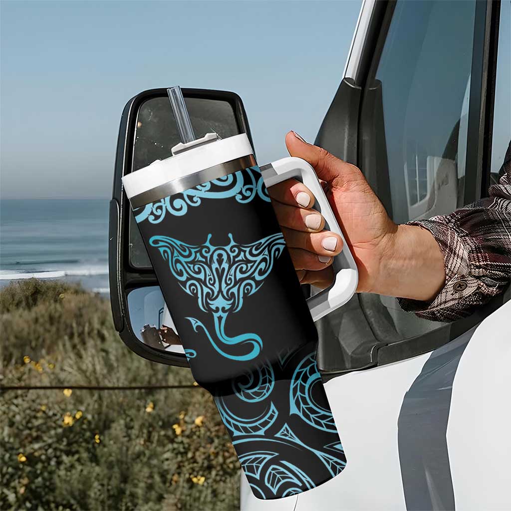 New Zealand Stingray Tumbler With Handle Aotearoa Whai With Maori Paua Shell LT14 - Polynesian Pride