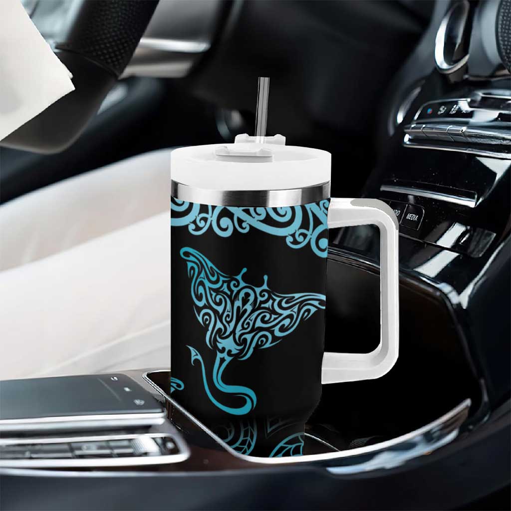 New Zealand Stingray Tumbler With Handle Aotearoa Whai With Maori Paua Shell LT14 - Polynesian Pride