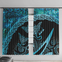 New Zealand Stingray Window Curtain Aotearoa Whai With Maori Paua Shell LT14 With Hooks Turquoise - Polynesian Pride