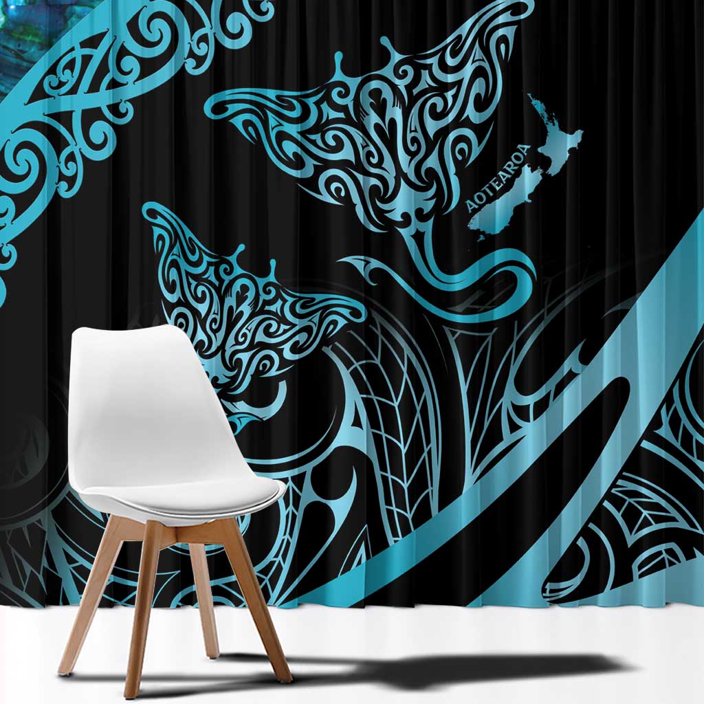 New Zealand Stingray Window Curtain Aotearoa Whai With Maori Paua Shell LT14 - Polynesian Pride