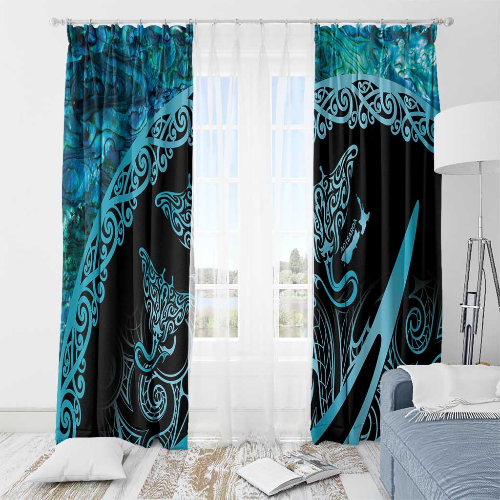 New Zealand Stingray Window Curtain Aotearoa Whai With Maori Paua Shell LT14 - Polynesian Pride