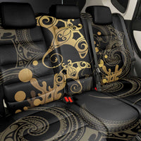 Black And Gold Aotearoa Whai Back Car Seat Cover NZ Stingrays Maori Curves Style