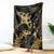 Black And Gold Aotearoa Whai Blanket NZ Stingrays Maori Curves Style