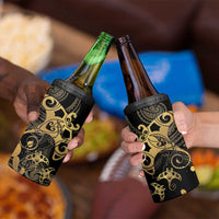 Black And Gold Aotearoa Whai Can Cooler Tumbler NZ Stingrays Maori Curves Style