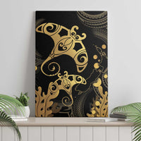Black And Gold Aotearoa Whai Canvas Wall Art NZ Stingrays Maori Curves Style LT14 - Polynesian Pride
