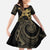 Black And Gold Aotearoa Whai Family Matching Long Sleeve Bodycon Dress and Hawaiian Shirt NZ Stingrays Maori Curves Style