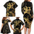 Black And Gold Aotearoa Whai Family Matching Long Sleeve Bodycon Dress and Hawaiian Shirt NZ Stingrays Maori Curves Style