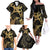 Black And Gold Aotearoa Whai Family Matching Off The Shoulder Long Sleeve Dress and Hawaiian Shirt NZ Stingrays Maori Curves Style