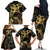 Black And Gold Aotearoa Whai Family Matching Off The Shoulder Long Sleeve Dress and Hawaiian Shirt NZ Stingrays Maori Curves Style