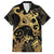 Black And Gold Aotearoa Whai Family Matching Off Shoulder Maxi Dress and Hawaiian Shirt NZ Stingrays Maori Curves Style