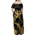 Black And Gold Aotearoa Whai Family Matching Off Shoulder Maxi Dress and Hawaiian Shirt NZ Stingrays Maori Curves Style