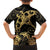 Black And Gold Aotearoa Whai Family Matching Off Shoulder Short Dress and Hawaiian Shirt NZ Stingrays Maori Curves Style