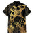 Black And Gold Aotearoa Whai Family Matching Off Shoulder Short Dress and Hawaiian Shirt NZ Stingrays Maori Curves Style