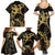 Black And Gold Aotearoa Whai Family Matching Summer Maxi Dress and Hawaiian Shirt NZ Stingrays Maori Curves Style