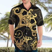 Black And Gold Aotearoa Whai Hawaiian Shirt NZ Stingrays Maori Curves Style LT14 - Polynesian Pride