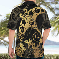 Black And Gold Aotearoa Whai Hawaiian Shirt NZ Stingrays Maori Curves Style LT14 - Polynesian Pride