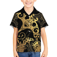 Black And Gold Aotearoa Whai Hawaiian Shirt NZ Stingrays Maori Curves Style LT14 - Polynesian Pride
