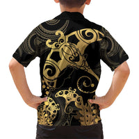 Black And Gold Aotearoa Whai Hawaiian Shirt NZ Stingrays Maori Curves Style LT14 - Polynesian Pride