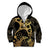 Black And Gold Aotearoa Whai Kid Hoodie NZ Stingrays Maori Curves Style