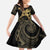 Black And Gold Aotearoa Whai Kid Short Sleeve Dress NZ Stingrays Maori Curves Style