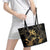 Black And Gold Aotearoa Whai Leather Tote Bag NZ Stingrays Maori Curves Style