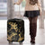 Black And Gold Aotearoa Whai Luggage Cover NZ Stingrays Maori Curves Style