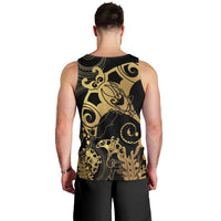 Black And Gold Aotearoa Whai Men Tank Top NZ Stingrays Maori Curves Style LT14 - Polynesian Pride