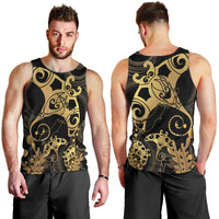 Black And Gold Aotearoa Whai Men Tank Top NZ Stingrays Maori Curves Style LT14 - Polynesian Pride