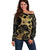 Black And Gold Aotearoa Whai Off Shoulder Sweater NZ Stingrays Maori Curves Style