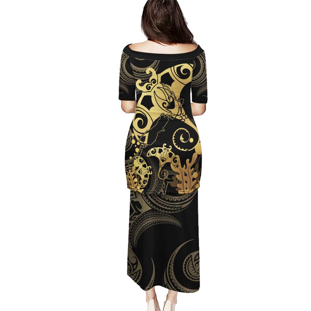 Black And Gold Aotearoa Whai Puletasi NZ Stingrays Maori Curves Style LT14 - Polynesian Pride