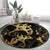 Black And Gold Aotearoa Whai Round Carpet NZ Stingrays Maori Curves Style