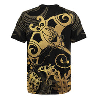 Black And Gold Aotearoa Whai Rugby Jersey NZ Stingrays Maori Curves Style LT14 - Polynesian Pride