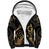Black And Gold Aotearoa Whai Sherpa Hoodie NZ Stingrays Maori Curves Style LT14 Unisex Gold - Polynesian Pride
