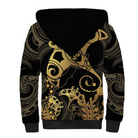 Black And Gold Aotearoa Whai Sherpa Hoodie NZ Stingrays Maori Curves Style LT14 - Polynesian Pride