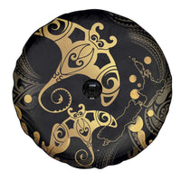 Black And Gold Aotearoa Whai Spare Tire Cover NZ Stingrays Maori Curves Style LT14 - Polynesian Pride