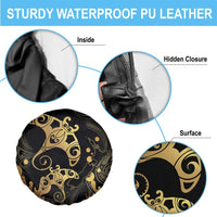 Black And Gold Aotearoa Whai Spare Tire Cover NZ Stingrays Maori Curves Style LT14 - Polynesian Pride