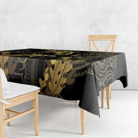 Black And Gold Aotearoa Whai Tablecloth NZ Stingrays Maori Curves Style LT14 - Polynesian Pride