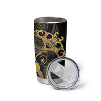 Black And Gold Aotearoa Whai Tumbler Cup NZ Stingrays Maori Curves Style LT14 - Polynesian Pride