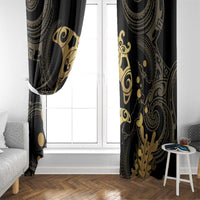 Black And Gold Aotearoa Whai Window Curtain NZ Stingrays Maori Curves Style LT14 - Polynesian Pride