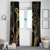 Black And Gold Aotearoa Whai Window Curtain NZ Stingrays Maori Curves Style LT14 - Polynesian Pride