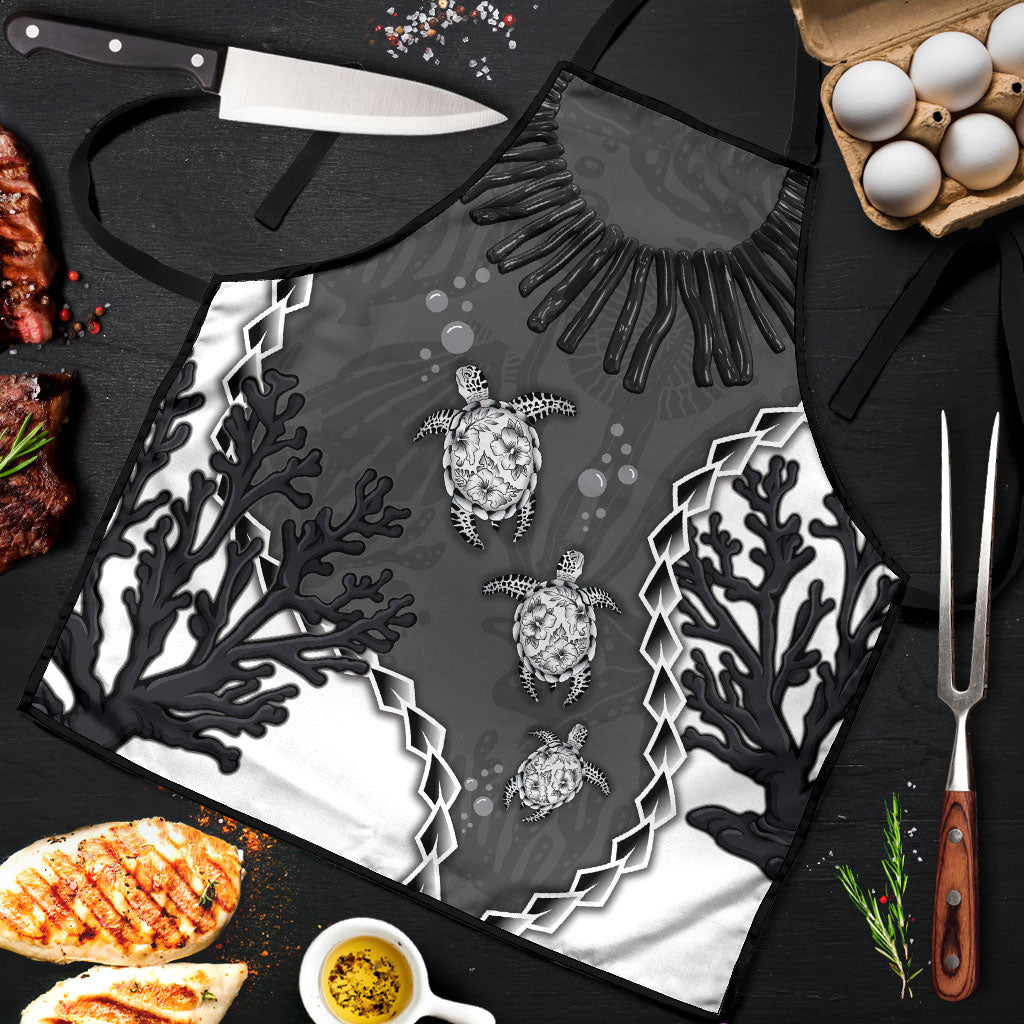 Black Coral Hawaii Apron Ekaha Ku Moana Honu Sea Turtle LT14 Gray - Polynesian Pride