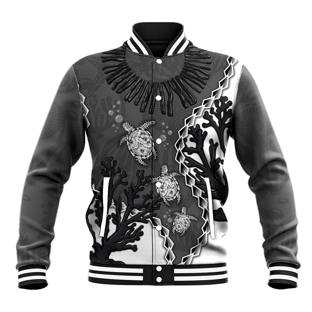Personalized Black Coral Hawaii Baseball Jacket Ekaha Ku Moana Honu Sea Turtle LT14 Unisex Gray - Polynesian Pride